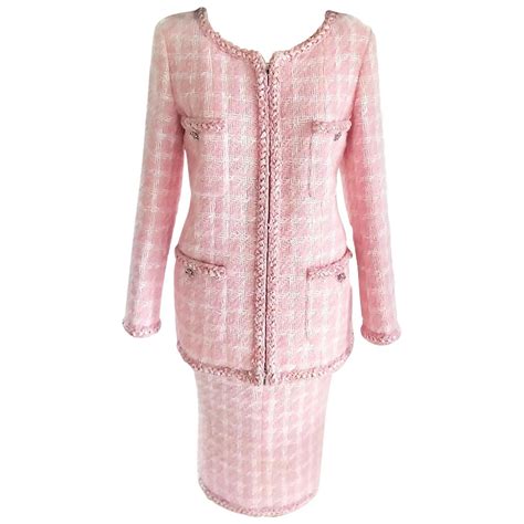 pink tweed chanel pantsuits|pink chanel jacket women.